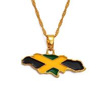 Vyvinute Jamaika-Karte Und Farbflagge-Anhänger-Halsketten - Öltropfen-Weltkarten-Form, Paar-Schlüsselbeinkette, Schmuck, Ethnischer Charme, Land-Pullover-Kette Für Damen Und Herren, Gelb, 60 cm