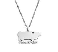 Vyvinute Puerto Rico Karte Schlüsselbein Chainjewelry Welt Geometrische Form Ethnischer Charme Landschmuck Für Für Frauen Pulloverkette, Weiß, 45 cm Dünne Kette