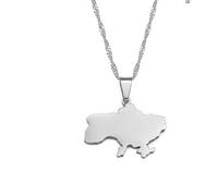 Vyvinute Ukraine-Karte-Anhänger-Halsketten Für Damen/Mädchen, Hip-Hop, Glänzender Weltschmuck, Karte des Schlüsselbeins, Kette, Ornamentartikel, Pullover-Kette, Weiß, 60 cm Dünne Kette