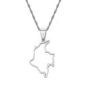 Vyvinute Umriss Kolumbien Karte Halskette Anhänger Schlüsselbein Kette - Haute Corse Ethnische Aushöhlung Charme Land Schmuck Hip Hop Teens Liebhaber Halskette Für Frauen Männer Pullover Dünne