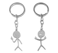 VZUHSW 2er Set lustiger Skelett-Smiley mit Gebärdensprache als Schlüsselanhänger - Medium Stickman, niedliche Trend-Taschenanhänger& Auto-Schlüsselanhänger, perfektes Geschenkpaar