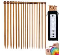 VZXQX Bambus Stricknadeln Set, 20 Stück Einspitzige Stricknadeln Holz Bambus 2,5 mm bis 8 mm mit Strickset für Socken Schals, Anfänger und Profis, 10 Größen/Länge 25 cm