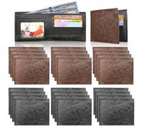 VZZNN 24 Stück Geldbörse für Herren, Leder, Herren-Geldbörsen, Großpackung für DIY-Gravur, mit Geldklammer, Kartenhalter (12 schwarz und 12 braun), 12Brown & 12Black