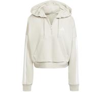adidas Women's Essentials 3-Stripes French Terry Quarter-Zip Hoodie, Wonder Alumina/White, L