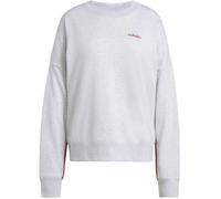 adidas Women's Seasonal Essentials Colorpop Sweatshirt with Embroidered Graphic, Light Grey Heather/Active Maroon, XL