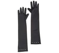 W WIDMANN MILANO Party Fashion 34473 - Lange schwarz Handschuhe Glamour für Kinder, aus Satin, mit Strassstein, Prinzessin, Karneval, Mottoparty