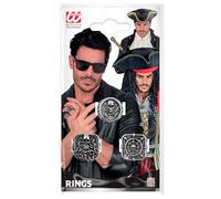 W WIDMANN MILANO Party Fashion - 3er Ringset im Gothic-Look | 3 auffällige Ringe in Antik-Optik als Kostümaccessoire für Gothic-Kostüme, Rocker, Piraten, Halloween, Karneval