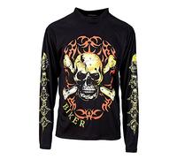 W WIDMANN MILANO Party Fashion - Biker Shirt mit Totenkopf und Knochen, Rocker, Halloween, Karneval