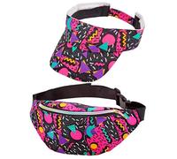 W WIDMANN MILANO Party Fashion - Gürteltasche & Schirmmütze | 80er Jahre Accessoire Set mit Bauchtasche und Cap für Karneval, Festival, Disco und Retro-Outfits