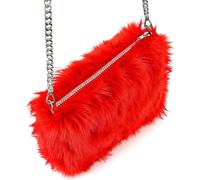 W WIDMANN MILANO Party Fashion - Handtasche mit Langhaarplüsch | Flauschige Plüschtasche mit Kettenriemen, Umhängetasche für Festivals, Après-Ski, Karneval und Mottoparty