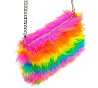 W WIDMANN MILANO Party Fashion - Handtasche mit Langhaarplüsch | Flauschige Plüschtasche mit Kettenriemen, Umhängetasche für Festivals, Après-Ski, Karneval und Mottoparty