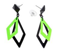 W WIDMANN MILANO Party Fashion - Neon Rhombus Ohrringe | Geometrischer Statement Schmuck für Festival, Karneval, 80er/90er Jahre Mottoparty, Retro-Outfits