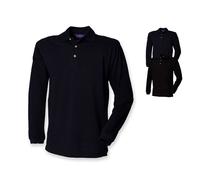 W105 Henbury Langärmliges Poloshirt aus Baumwoll-Piqué Navy M