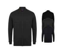 W718 Henbury Unisex Gestrickte Bomberjacke Grey Marl XS