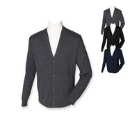 W722 Henbury Leichte Herren Strickjacke Cardigan mit V-Ausschnitt Black XS