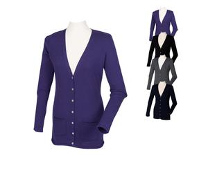 W723 Henbury Leichte Damen-Strickjacke Cardigan mit V-Ausschnitt Black XXL