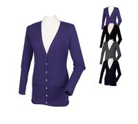 W723 Henbury Leichte Damen-Strickjacke Cardigan mit V-Ausschnitt Navy 3XL