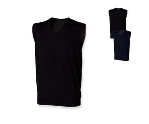W724 Henbury Leichter Herren Pullover ärmelloser mit V-Ausschnitt Black 3XL