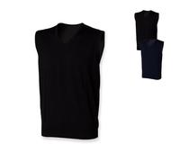W724 Henbury Leichter Herren Pullover ärmelloser mit V-Ausschnitt Black M