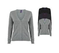 W726 Henbury Leichte Damen-Strickjacke Cardigan mit V-Ausschnitt Black XXS