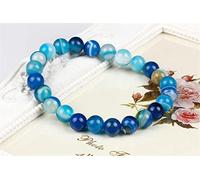 WAAHG 1 Stück Bunte natürliche Turmalin-Stein-Armbänder für Frauen-Charme-Stretch-rundes Perlenarmband-blau