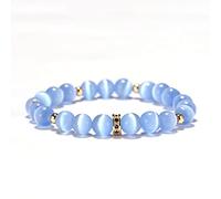 WAAHG 1 Stück Katzenaugen Stein Armband Frauen Zirkonia Perlen Armband Charme Blau Opal Armband Femme Schmuck Accessoires-Gold