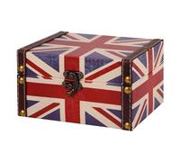 WaaHome Schatzkiste aus Holz, dekorative Box, 15,7 cm, britische Flagge, Schatztruhe, Schmuck, Andenken, Box für Kinder, Frauen, Mädchen, London, Geschenk, Heimdekoration