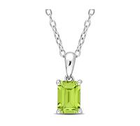 WACEH Jewelry 1,00 Karat (ctw) Peridot-Anhänger-Halskette im Smaragdschliff aus Sterlingsilber mit Kette Necklaces Earrings