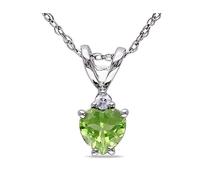 WACEH Jewelry 1/2 Karat (ctw) Peridot-Herz-Anhänger-Halskette aus 10 Karat Weißgold mit Kette Necklaces Earrings