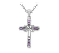 WACEH Jewelry 1/4 Karat (ctw) Amethyst-Kreuz-Anhänger-Halskette aus Sterlingsilber mit Kette Necklaces Earrings