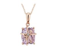 WACEH Jewelry 2,65 Karat (ctw) rosa Amethyst-Band-Anhänger-Halskette mit Diamant in 10 Karat Roségold mit Kette Necklaces Earrings