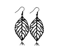 WACEH Jewelry Schmuck Damen Silber Ohrringe, Schwarz Gold Farbe Blatt Tropfen Baumeln Langer Ohrring für Damenmode Vintage Party Schmuck Schmuck Jewelry