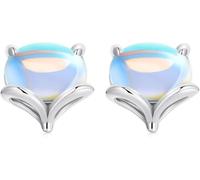 WACEH Jewelry Sterling Silber Schmuck, 925 Sterling Silber Regenbogen Mondstein niedliche Fuchsstollen Ohrringe für Frauen Necklace