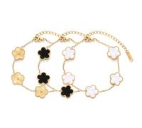 WACEH Ornaments TICVSS Vier Blattklee Armband für Frauen 18K Gold plattiert Edelstahl Lucky 4 Blattverbindungs Armband Schmuck Geschenk für Frauen Sculpture