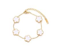 WACEH Ornaments TICVSS Vier Blattklee Armband für Frauen 18K Gold plattiert Edelstahl Lucky 4 Blattverbindungs Armband Schmuck Geschenk für Frauen Sculpture