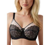 Wacoal Damen Retro Chic 855186 Bügel, Ungefüttert, Netzstoff, BH mit voller Abdeckung, schwarz, 80G