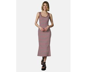 Wadenlanges Sommerkleid mit Schlüssellochausschnitt "Montyca Stripes YOUMODO" Burgundy S