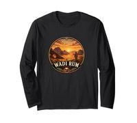 Wadi Rum Wüstenlandschaft mit Sonnenuntergang und Kamelnomaden Langarmshirt