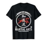 Wado-Ryu Karate Drachen mit Kanji Spirit für den Karateka Preisgünstiges Grafik-T-Shirt, Herren, Schwarz, L