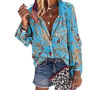 WAEKQIANG Neue Damen Bluse V-Ausschnitt Langarm Print Lose Freizeithemden Damen Tops Und Blusen