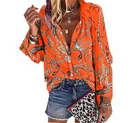 WAEKQIANG Neue Damen Bluse V-Ausschnitt Langarm Print Lose Freizeithemden Damen Tops Und Blusen