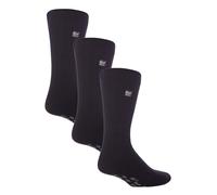 Wärmehalter - 3 Paar Multipack Herren Pantoffelsocken mit Griffen für den Winter | dicke, rutschfeste Thermosocken - schwarz / grau EU 39 - 45