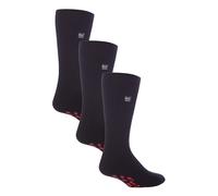 Wärmehalter - 3 Paar Multipack Herren Pantoffelsocken mit Griffen für den Winter | dicke, rutschfeste Thermosocken für drinnen - Schwarz / Rot EU 46 - 48