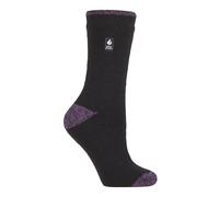 Wärmehalter - Damen Thermosocken für den Winter | Outdoor & Indoor Socken | Kuschelig & Flauschig | Geschenke für Frauen - Schwarz / Lila H&T (Prag) EU 37 - 42