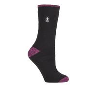 Wärmehalter - Damen Thermosocken für den Winter | Outdoor & Indoor Socken | Kuschelig & Flauschig | Geschenke für Frauen - Schwarz / Beere H&T (Prag) EU 37 - 42