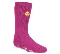 Wärmehalter - Kindercharakter rutschfeste 2.3 TOG Winter warme thermische Hausschuhsocken mit Greifern - Emoji Herz Gesicht EU 27 - EU 29