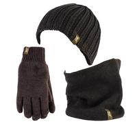 Wärmehalter - Thermische Wintermütze, Halswärmer und Handschuhe aus Fleece für Männer - Khaki Grün L/XL