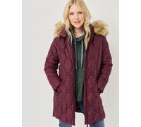 Wärmender Steppmantel mit Kapuze, bordeaux, Größe 38, Jeans Fritz