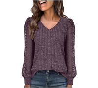 Waffel Damen Bluse Sommer Langarm Rundhals Tshirt Mode Muster Feinstrickpullover Langarm Casual Dressy Shirt Strickpullover Damen Sommer Langarm Elegante Oberteile Top Business Outfit