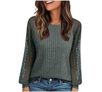 Waffel Damen Bluse Sommer Langarm Rundhals Tshirt Mode Muster Feinstrickpullover Langarm Casual Dressy Shirt Strickpullover Damen Sommer Langarm Elegante Oberteile Top Business Outfit